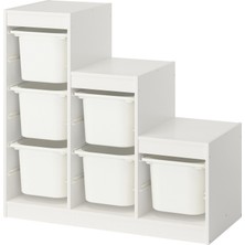 IKEA Modern Beyaz Oyuncak Saklama Ünitesi 99X44X94 cm - Çocuk Odası Iskandinav Tarzı Sağlam Ahşap Depolama Ünitesi - Modüler Yapı