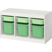 IKEA Modern Beyaz Oyuncak Saklama Ünitesi 99X44X56 cm - Çocuk Odası Iskandinav Tarzı Sağlam Ahşap Depolama Ünitesi - Modüler Yapı
