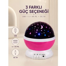 Mossem Pembe Yıldızlı Gece Lambası Döner Gökyüzü Projeksiyon Işığı