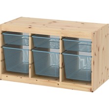 IKEA Modern Gri Oyuncak Saklama Ünitesi 93X44X52 cm - Çocuk Odası Iskandinav Tarzı Sağlam Ahşap Depolama Ünitesi - Modüler Yapı