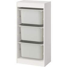 IKEA Modern Beyaz Oyuncak Saklama Ünitesi 46X30X94 cm - Çocuk Odası Iskandinav Tarzı Sağlam Ahşap Depolama Ünitesi - Modüler Yapı