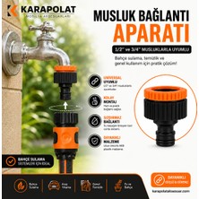 Karapolat Musluk Bağlantı Aparatı 1/2" 3/4" Universal Hortum Adaptörü Bahçe Sulama Hortum Bağlantı Aparatı