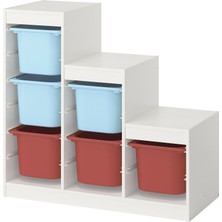 IKEA Modern Beyaz Oyuncak Saklama Ünitesi 99X44X94 cm - Çocuk Odası Iskandinav Tarzı Sağlam Ahşap Depolama Ünitesi - Modüler Yapı