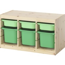 IKEA Modern Yeşil Oyuncak Saklama Ünitesi 93X44X52 cm - Çocuk Odası Iskandinav Tarzı Sağlam Ahşap Depolama Ünitesi - Modüler Yapı