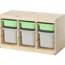 IKEA Modern Gri Oyuncak Saklama Ünitesi 93X44X52 cm - Çocuk Odası Iskandinav Tarzı Sağlam Ahşap Depolama Ünitesi - Modüler Yapı