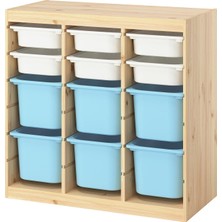 IKEA Modern Beyaz Oyuncak Saklama Ünitesi 93X44X91 cm - Çocuk Odası Iskandinav Tarzı Sağlam Ahşap Depolama Ünitesi - Modüler Yapı