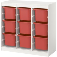 IKEA Modern Beyaz Oyuncak Saklama Ünitesi 99X44X94 cm - Çocuk Odası Iskandinav Tarzı Sağlam Ahşap Depolama Ünitesi - Modüler Yapı