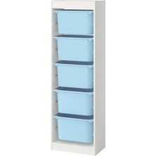 IKEA Modern Beyaz Oyuncak Saklama Ünitesi 46X30X145 cm - Çocuk Odası Iskandinav Tarzı Sağlam Ahşap Depolama Ünitesi - Modüler Yapı