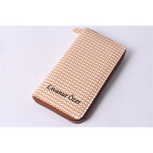 Özka Leather Kişiye Özel V Model Sarı Telefon Bölmeli Cüzdan