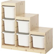 IKEA Modern Beyaz Oyuncak Saklama Ünitesi 94X44X91 cm - Çocuk Odası Iskandinav Tarzı Sağlam Ahşap Depolama Ünitesi - Modüler Yapı