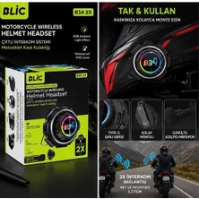 Azurtech Blıc B34 2x Motosiklet Bluetooth Interkom Kulaklık – 600MAH, Rgb Aydınlatmalı, Çiftli Interkom Sistemi