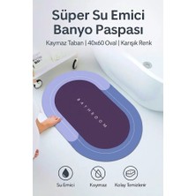 Sihirli A+Kalite Uzun Ömürlü Su Emici 3,5 mm 40X60 Bathroom Banyo Aksesuarı Oval Paspas