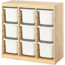 IKEA Modern Beyaz Oyuncak Saklama Ünitesi 93X44X91 cm - Çocuk Odası Iskandinav Tarzı Sağlam Ahşap Depolama Ünitesi - Modüler Yapı