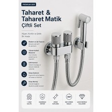 Lüks Krom Taharet Musluğu Seti - Paslanmaz Çelik Malzeme ile Çift Çıkışlı Taharetmatik