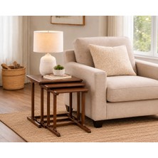 Fami Home Hira 3’lü İç İçe Ceviz Modern Zigon Sehpa