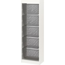 IKEA Modern Beyaz Oyuncak Saklama Ünitesi 46X30X145 cm - Çocuk Odası Iskandinav Tarzı Sağlam Ahşap Depolama Ünitesi - Modüler Yapı