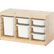 IKEA Modern Beyaz Oyuncak Saklama Ünitesi 93X44X52 cm - Çocuk Odası Iskandinav Tarzı Sağlam Ahşap Depolama Ünitesi - Modüler Yapı