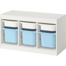 IKEA Modern Beyaz Oyuncak Saklama Ünitesi 99X44X56 cm - Çocuk Odası Iskandinav Tarzı Sağlam Ahşap Depolama Ünitesi - Modüler Yapı