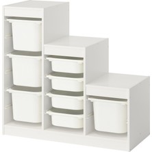 IKEA Modern Beyaz Oyuncak Saklama Ünitesi 99X44X94 cm - Çocuk Odası Iskandinav Tarzı Sağlam Ahşap Depolama Ünitesi - Modüler Yapı
