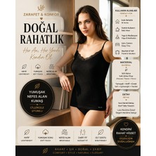 Nior Lifestyle Siyah Dantel Detaylı Ince Askılı V Yaka Kadın Atlet
