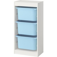 IKEA Modern Beyaz Oyuncak Saklama Ünitesi 46X30X94 cm - Çocuk Odası Iskandinav Tarzı Sağlam Ahşap Depolama Ünitesi - Modüler Yapı