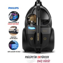 Philips Yüksek Güçlü Emiş Performanslı Torbasız Elektrikli Süpürge, Powercyclone 10 Teknolojisi, 2,2 L Toz Haznesi ve Triactive Ultra Başlık + Tiftik Cihazı
