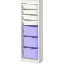 IKEA Modern Beyaz Oyuncak Saklama Ünitesi 46X30X145 cm - Çocuk Odası Iskandinav Tarzı Sağlam Ahşap Depolama Ünitesi - Modüler Yapı