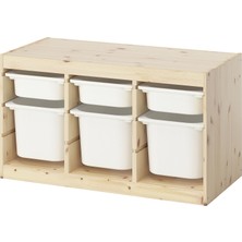 IKEA Modern Beyaz Oyuncak Saklama Ünitesi 93X44X52 cm - Çocuk Odası Iskandinav Tarzı Sağlam Ahşap Depolama Ünitesi - Modüler Yapı