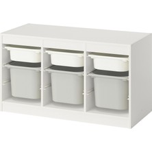 IKEA Modern Beyaz Oyuncak Saklama Ünitesi 99X44X56 cm - Çocuk Odası Iskandinav Tarzı Sağlam Ahşap Depolama Ünitesi - Modüler Yapı