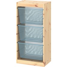 IKEA Modern Gri Oyuncak Saklama Ünitesi 44X30X91 cm - Çocuk Odası Iskandinav Tarzı Sağlam Ahşap Depolama Ünitesi - Modüler Yapı