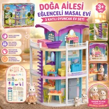 Trust Store Doğa Ailesi Eğlenceli Masal Evi 3 Katlı Oyuncak Ev Seti Figürlü ve Aksesuarlı