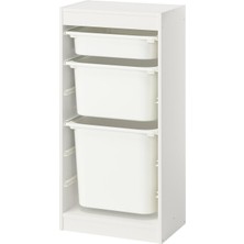 IKEA Modern Beyaz Oyuncak Saklama Ünitesi 46X30X94 cm - Çocuk Odası Iskandinav Tarzı Sağlam Ahşap Depolama Ünitesi - Modüler Yapı