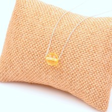 Taş Sandığı Sitrin Taşı Gümüş Kolye (10 mm)