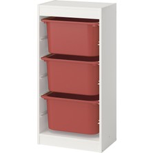 IKEA Modern Beyaz Oyuncak Saklama Ünitesi 46X30X94 cm - Çocuk Odası Iskandinav Tarzı Sağlam Ahşap Depolama Ünitesi - Modüler Yapı