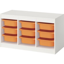 IKEA Modern Beyaz Oyuncak Saklama Ünitesi 99X44X56 cm - Çocuk Odası Iskandinav Tarzı Sağlam Ahşap Depolama Ünitesi - Modüler Yapı