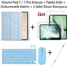 Monsgeek Xiaomi Pad 7 / 7 Pro 11.2 Inç Uyumlu Kalemlik Bölmeli Standlı Kılıf ve Dokunmatik Kalem ve Klavye ve Mouse