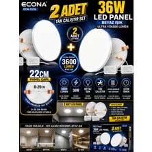 Econa 2 Adet -36W LED Panel Ayarlanabilir Beyaz Işık 8-20 cm Yaylı Asma Tavan Armatürü 22CM Ultra Yüksek Lümen Beyaz Işık Tak Çalıştır Set ,spot Lamba ,sıvaaltı LED Panel,led Işıklı Panel LED