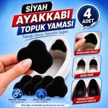 Badem10 Ayakkabı Topuk Yaması 4'lü Siyah Suni Deri Yapışkanlı Ayakkabı Topuk Koruyucu Tamir Onarım Pedi