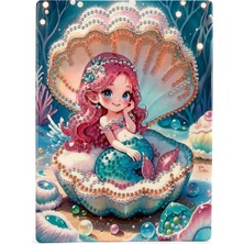 İğne İzi 5D Elmas Taş İşleme Kiti Tablo 15X20 cm Deniz Kızı Diamond Painting