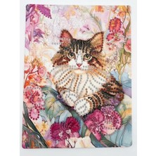 İğne İzi Hı Stone 5d Elmas Taş Işleme Kiti Tablo 15X20 cm  Çiçekli Kedi
