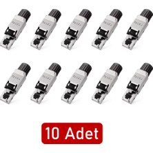 JEYI Cat8 STP Zırhlı RJ45 Ethernet Konnektörü (40Gbps / 2000MHz Veri Merkezi & Server Tipi Aletsiz Montaj)