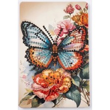 İğne İzi 5D Elmas Taş İşleme Kiti Tablo 10X15 cm Kelebek Desenli Diamond Painting
