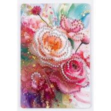 İğne İzi 5D Elmas Taş İşleme Kiti Tablo 10X15 cm Gül Desenli Diamond Painting
