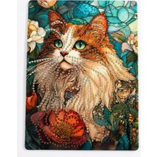 İğne İzi 5D Elmas Taş İşleme Kiti Tablo 15X20 cm Kedi Diamond Painting