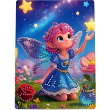 İğne İzi 5D Elmas Taş İşleme Kiti Tablo 15X20 cm Peri Kız Diamond Painting