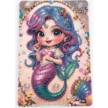 İğne İzi 5D Elmas Taş İşleme Kiti Tablo 10X15 cm Deniz Kızı Desenli Diamond Painting