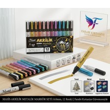 Masis Akrilik Metalik Markör Kalem Seti 12 Renk (4.0 Mm) - Kağıt, Tuval, Kumaş, Ahşap ve Metal Yüzeyler Için