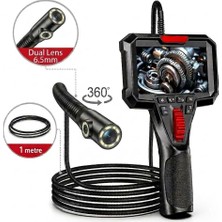 XWA Y400 360 Derece Oynar Başlı 6.5mm Dual Lens 1 Metre Kablo Endüstriyel Endoskop Yılan Kamera