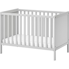 IKEA Modern Gri Bebek Karyolası 60X120 cm - Ahşap Sağlam Bebek Odası Mobilyası - Doğal Iskandinav Tasarım