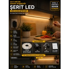 Econa 5 Metre Günışığı Mutfak Dolabı Tezgah Üstü Için Şerit LED Işık Adaptörlü Ipli Anahtarlı Tak ÇALIŞTIR,3000K,HAZIR Yanar LED Seti ,